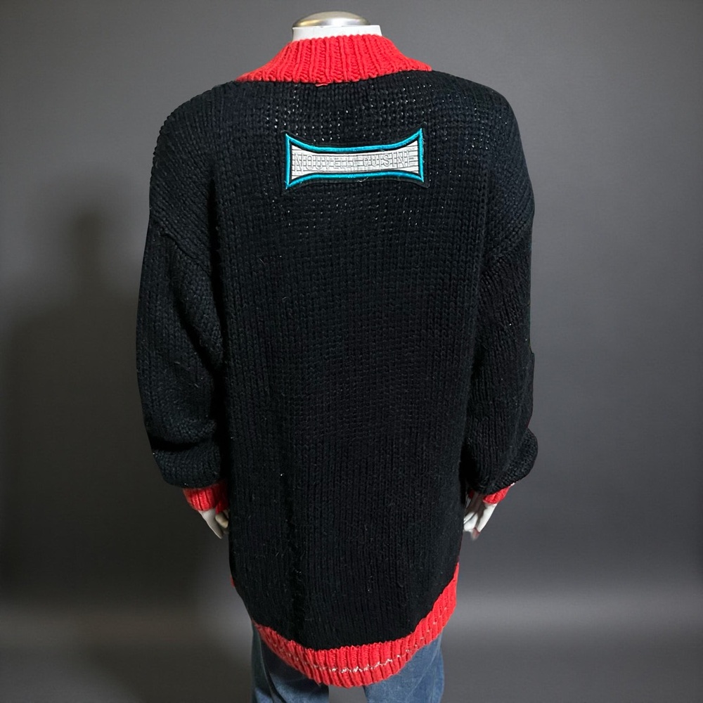 Vintage Black & Red Patchwork Cardigan (Estimated Late 80s–Early 90s) - Picture 7 of 14